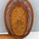 2 Japanese Chinese Bamboo Woven Oval Baskets 10 X 7 5   Lacquered Handmade