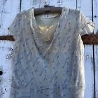 Vintage 1930s Baby Blue Branch Print Rayon Dress Lace Full Length 1920s Rayon