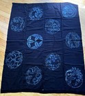 Vintage Japanese Tsutsugaki Indigo Furoshiki Cotton Boro Textile 145x120cm