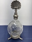 Vintage Ornate Glass W  Silver  Empty Perfume Decanter