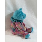 Ty Beanie Baby December Birthday Bear 2001 Teal Tie Dye Plush Toy 8 5 Inch