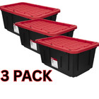 Hyper Tough 27 Gallon Storage Bin Snap Lid Plastic Container 3 Pack