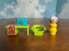 Vtg Fisher Price Little People Sewing Machine Table Chair Grandma Old Lady 
