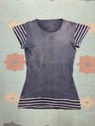 Vintage 1920s Cotton Swim Suit 2 Piece Faded Blue Striped Antique Men   s Medium