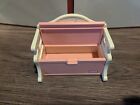 Vintage Little Tikes Family Dollhouse Pink And White Toy Bench With Lid