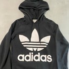 Adidas Sweatshirt Womens Small Black Hoodie Logo Distressed Adidas Originals