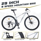 29   8 Speed Silver Mountain Bike For Men Women  Front Suspension  Steel Frame