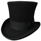 Victorian Black Wool Top Hat For Men   Women  7  Tall Mad Hatter Style