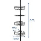 Bathroom Storage Rack 4 Tier Steel Tension Pole Shower Caddy With 3 Baskets