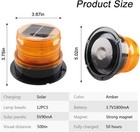 Solar Power Led Beacon Strobe Light 12v Amber With Magnetic Base Flashing Light