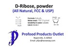 2 2 Lb  1000g  100  Pure D-ribose Powder In Pouch-food Grade   Usp In A Pouch