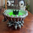 Bath   Body Works Candle Holder  Green Monster Halloween Glow Three Wick Eyes    
