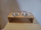Double Pet Bowl W tray  Dog Cat Food And Water Feeder Dish With Stand