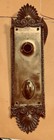 Antique Victorian Inside Cast Brass Ornate Door Plate With Turn Knob