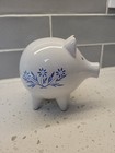 Vintage Blue Cornflower Ceramic Piggy Bank Corning Ware Style