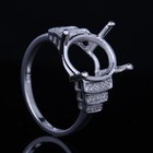 12x10mm Oval Semi Mount Ring 925 Sterling Silver Solitaire With Accent Ring
