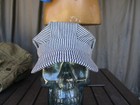 Deadstock Vtg Unworn Blue  White Stripe Train Engineer Hog Head Hat  Utility Cap