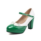 Women Bowknot Lolita Platform Buckle High Block Heel Mary Jane Shoes Style 34-46