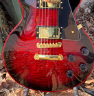 Red Black Flame Maple Top Custom Electric Guitar Gold Hardware Big Price Cut