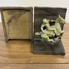Bronze Bookends Art Deco Polo Player Gilt C1930s Pair