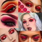 Red Eyeshadow Palette Makeup  Ultra Pigmented And Blending Bright Dark Hot True 