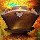 Antique Wooden Doll Cradle Heart Shape Cut Handmade Rocking Crib Buggy Cut Nails