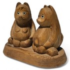 Japanese Wooden Doll Raccoon Dog Tanuki Craft Glass Eye Moomin Lucky Charm R29