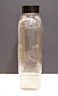 Vintage Clear Glass Ribbed Refrigerator Water Bottle With Black Lid Screw Cap
