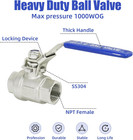 4 Pack 1 2   Stainless Steel 304 Ball Valves  Npt Female Full Port Ball Valve He