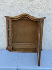  Vintage Solid Wood Wall Curio Cabinet Glass Door Display Case Oak Finish