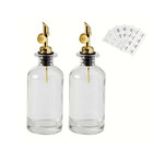 2 Pcs Glass Oil Dispenser Bottles     Weighted Pourer For Olive Oil   Syrup - New