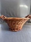 Wicker Woven Basket Sturdy Wood Handles 16  On Top 8  Bottom 7 5  Tall