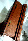 Vtg Wooden Wood Jewelry Trinket Box Brass Hinged 4 Feet Felt Lined Men s Women s