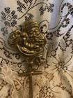 Vtg Set Solid Brass Stocking Holders Hook Santa Claus   Sleigh Long Arm