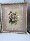 Shabby Chic Vintage French Rose Print Pink Wood Frames C Junceau Set 2 Floral