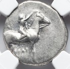 Ngc Xf  Calabria Taras 302-280 Bc  Greek Ar Didrachm Silver Dolphin Horse Coin