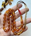 Natural Baltic Amber 18g  Islamic Prayer Rosary 33 Barrel Beads Tasbih Misbaha