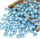 100 Pieces Mosaic Tiles Squares Light Blue Crystal Mosaic Stained Glass Kits    