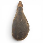 Antique Revolutionary War Era Leather Shot Pouch Bag Muzzleloader Wood Plug