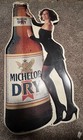1989 Michelob Dry Dye Cut Bottle Metal Man Cave Sign Beer Hot Woman 35 5   x17   