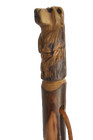 Bear Carved In Dark Wood Walking Stick  Hand Carved Staff   Made In The Usa