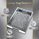 Large Vanity Tray For Perfume Organizer  15x11 Inch Silver Mirror Tray With