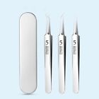 Pimple Remover Tweezers Pointed Curved Sharp Needle Blackhead Zit Acne Tool Set