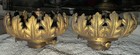 Pair Antique Victorian Cast Brass Acanthus Leaf Shade Holders With Socket