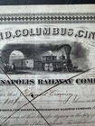 1869 Cleveland Columbus Cincinnati Indianapolis Rr Stock Cert Edward Corning