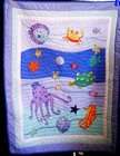 Rare Vintage 1990s Kidsline Quilted Ocean Life Baby Blanket Quilt 48  X  36 1 2 