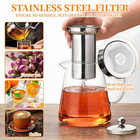 Glass Teapot With Stainless Steel Infuser  Borosilicate Tea Kettle  Clear Tea