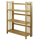 Folding Bookcase Natural Wood Bookshelf Stackable 3-shelf Open Back Book Storage