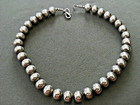Southwest Navajo Pearl Style Sterling Silver 1 2  Beads Necklace 19  54g