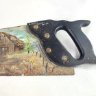 Vintage Painted Hand Saw Farm House Barn In Field Painting Decoration 23  Signed